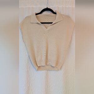 Women's Cream V-Neck Sweater